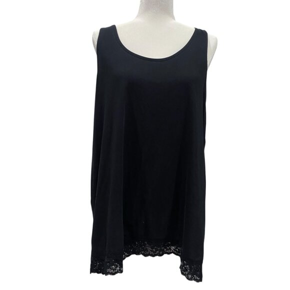 Massini Tops - MASSINI lace trim hem longer length tank top 3X